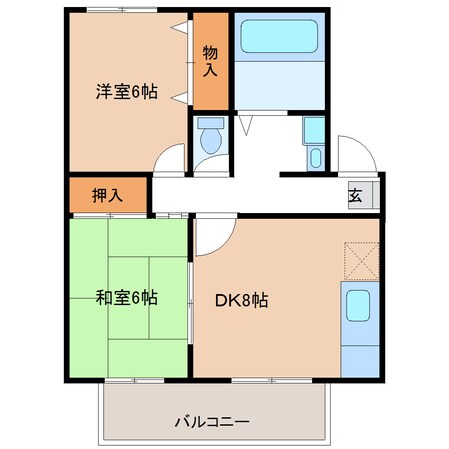 上飯野 徒歩3分 1階の物件間取画像